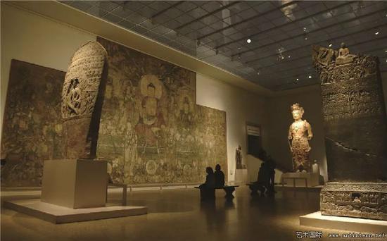 美国纽约大都会艺术博物馆藏原广胜寺下寺元代壁画《药师佛佛会图》