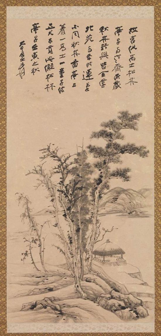 《张大千画松林亭子》