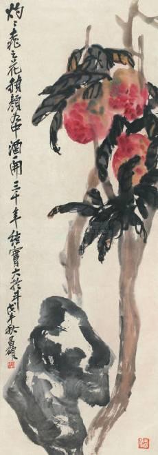 寿桃,立轴纸本,吴昌硕,1918年作