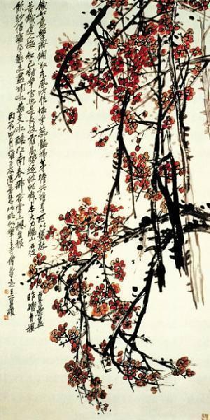《梅花图》,纸本设色,1916年作,上海博物馆藏