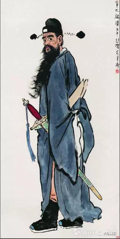 徐悲鸿一九四一年作 钟馗 立轴 设色纸本
