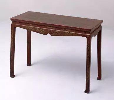红漆雕填戗金琴桌 高70cm,宽97cm,纵45cm