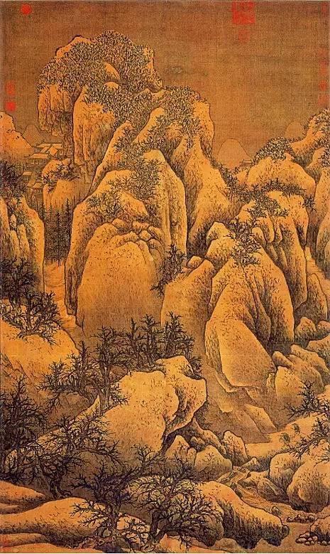雪山萧寺图:范宽作。台北故宫博物院藏。