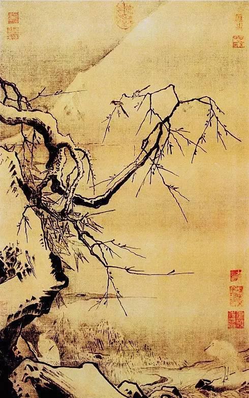 雪滩双鹭图:马远作。台北故宫博物院藏。