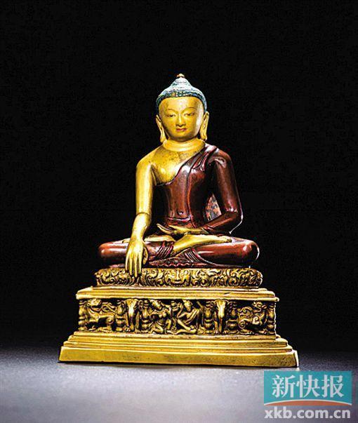 帕拉11世纪双色铜合铸释迦牟尼成道像