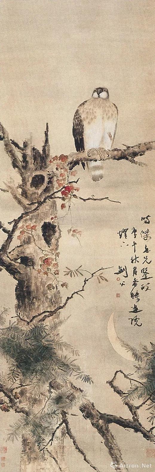 高剑父 《英雄独立》 1930年作 175.5×59厘米 设色纸本