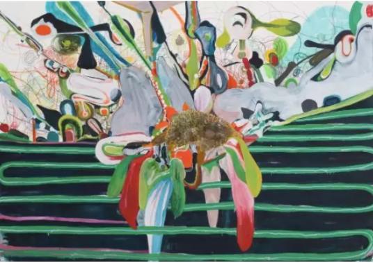 桑蒂·莫什,《肌理》, 2017,布面油彩及铅笔画,175 x 250 cm