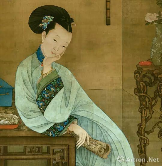 清 冷枚 《春闺倦读图》(局部)