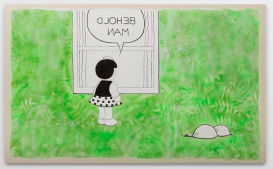 Frances Stark,《Behold Man (Nancy and Sluggo recto verso pendant pair)》, 2017。图片: By Frederick Nielsen,courtesy of the artist and the Institute of Contemporary Art, Miami