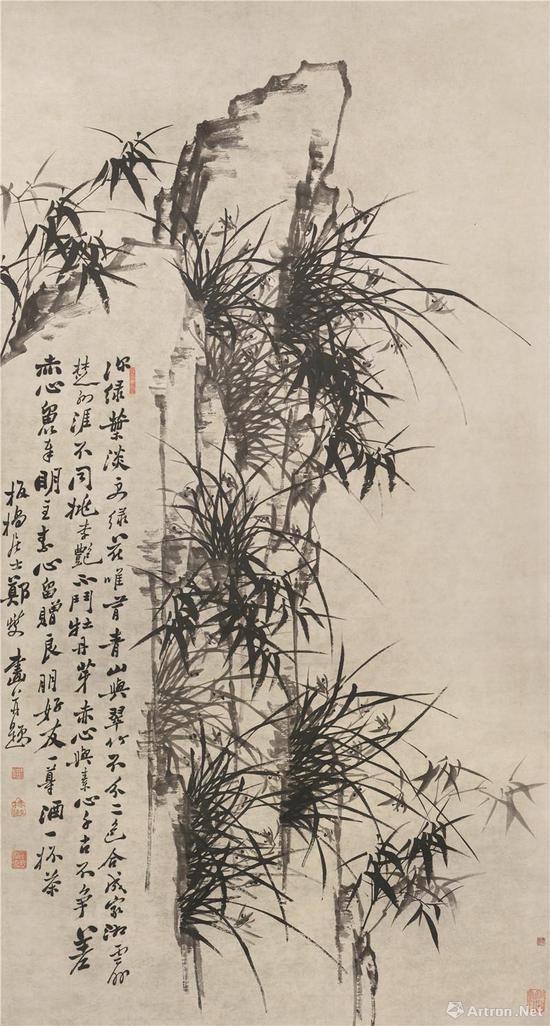 郑燮 《竹石图》轴 纸本水墨 纵 202cm 横 107cm