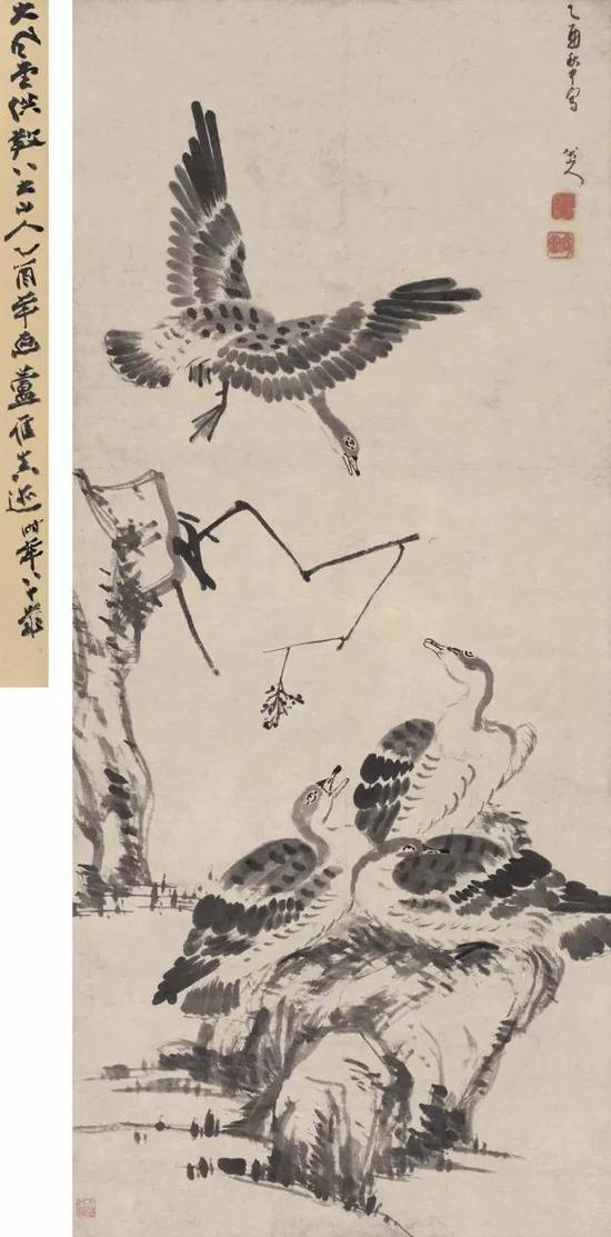 清 八大山人 群雁鸣集图 水墨纸本 嘉德2010秋拍 估价4500万元