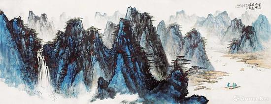 亚明《青山白云 源远流长》 横幅 141.5×360厘米 纸本设色