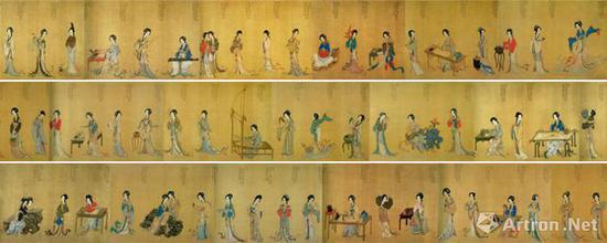 《千秋绝艳图》,明代,仇英(传),长卷,绢本设色,绢本,设色