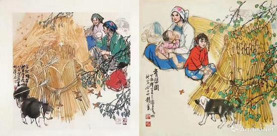 史国良真迹(左)与伪作(假)对比
