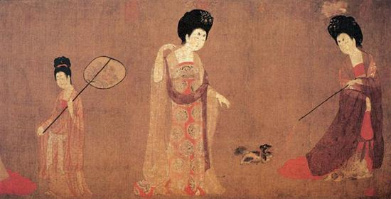 唐,周昉,《簪花仕女图》局部,现藏于辽宁博物馆