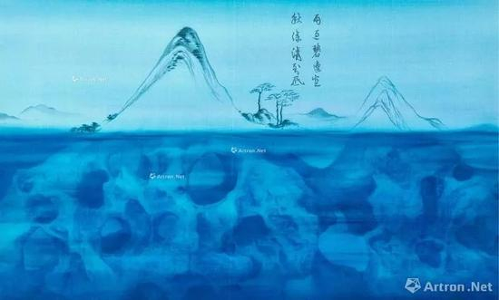 ▲徐累 Green Mountain After Rain Chinese ink  and mineral colour on silk 成交价:288万元