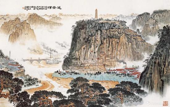 钱松嵒《延安颂》 镜心 136×238厘米 纸本设色