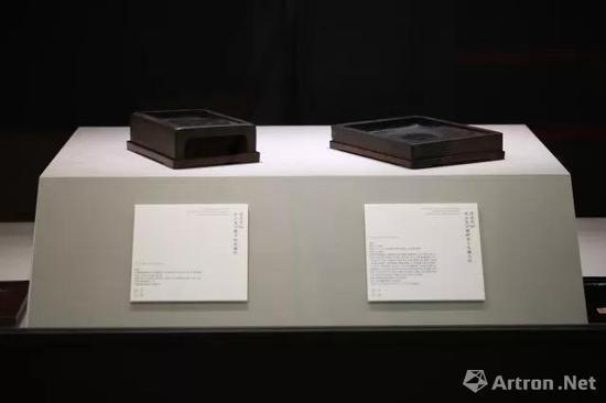 展出现场 左:方坦庵藏砚;右:钝居士生圹志砚