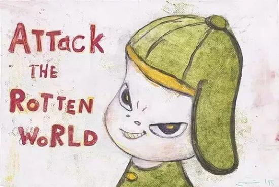 奈良美智《Attack the Rotten World》,1995年