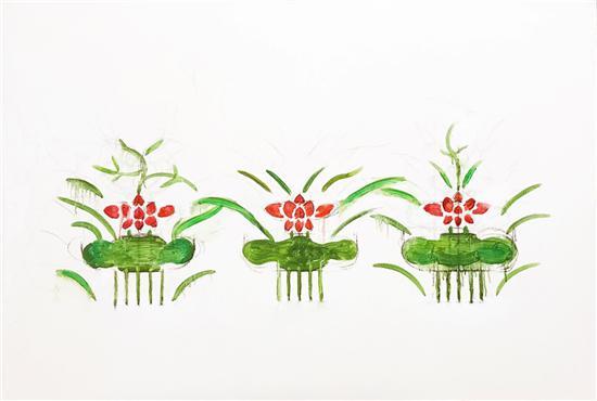 梅一作品:《芙蕖春烟》110cm×70cm