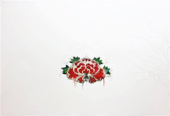梅一作品:《牡丹花开》110cm×70cm