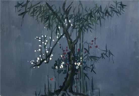 梅一作品:《梅兰竹菊》110cm×70cm