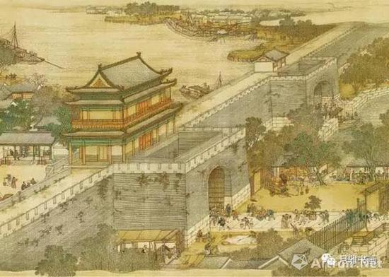 清院本《清明上河图》城内第一家也是城防机构(图14)
