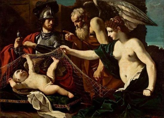 Guercino Chronos Admonishes Eros, in the presence of Aphrodite and MarsFrancis