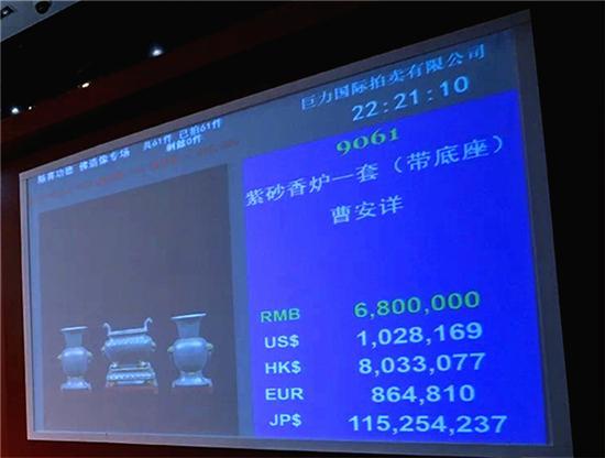 (曹安祥“有求必应”香炉拍出680万元)