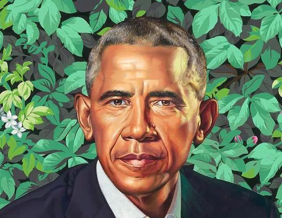 克辛代威利,《巴拉克奥巴马》(Barack Obama),2018(细节图)。图片:Courtesy of the National Portrait Gallery