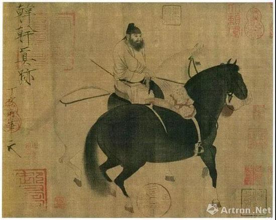 ▲曹髦后人曹霸的弟子韩幹《牧马图》