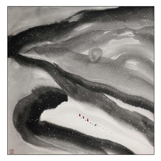严家祥作品:《落雪临风同伴行》