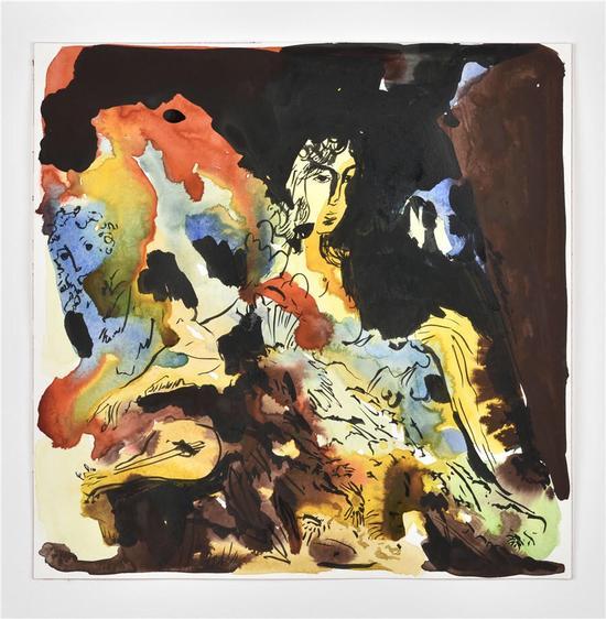 杰思敏·莉特,《无题》,纸上水彩,30 x 30 cm,2017