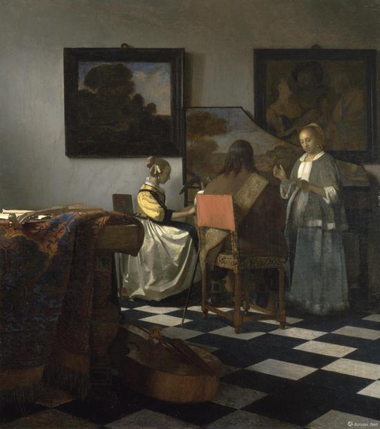 维米尔“THE CONCERT”,1663-1666,72.5 x 64.7 cm