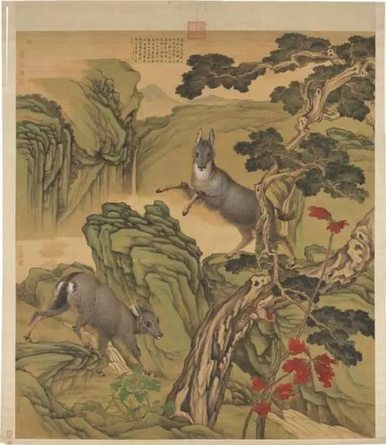 清 郎世宁画 青羊轴 台北国立故宫博物院藏