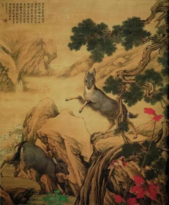 清 金廷标〈青羊〉图 美国私人收藏