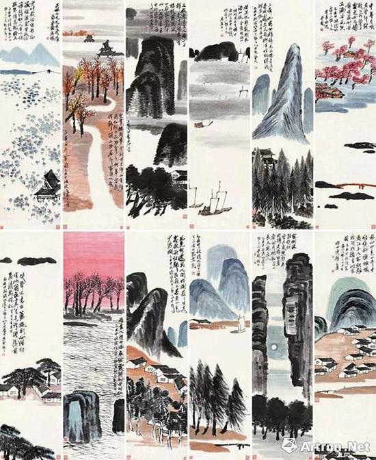 在2017年12月北京保利史无前例的“震古烁今”专场中,齐白石的《山水十二条屏》打破了由其自己保持的亚洲艺术作品的纪录