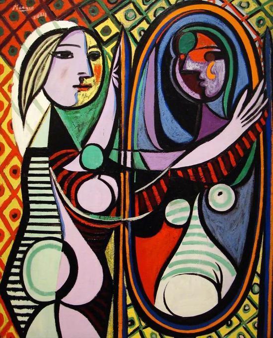 《镜前少女》(Girl Before a Mirror),1932年,毕加索