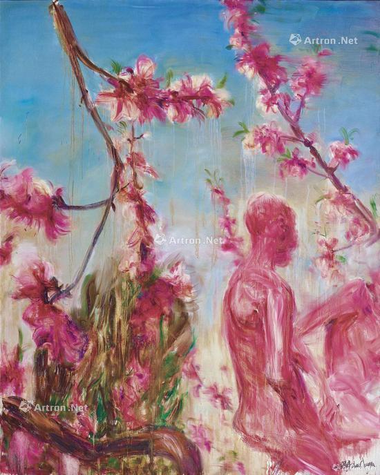 结合“”桃花和红人的早期《桃花风景系列》,2017香港苏富比以 574万港元成交
