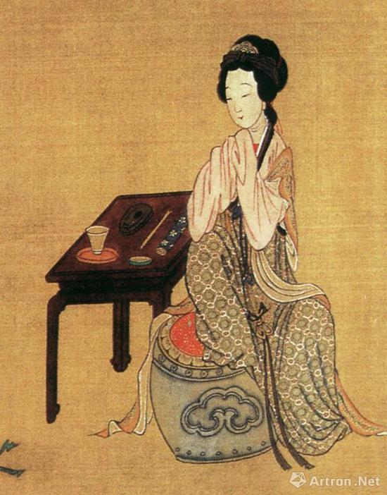 仇英《千秋绝艳图》局部:中国古代美女隋代女诗人张碧兰
