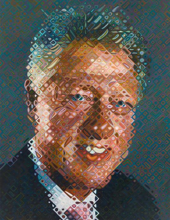 查克克洛斯为威廉克林顿创作的肖像,2006。图片:Courtesy of the National Portrait Gallery