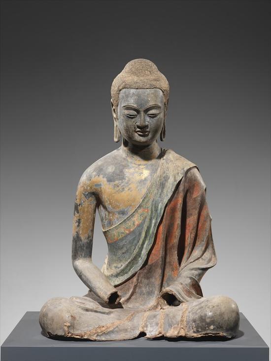 唐代,7世纪初,用颜料和镀金的空芯漆佛,大都会艺术博物馆,罗杰斯基金