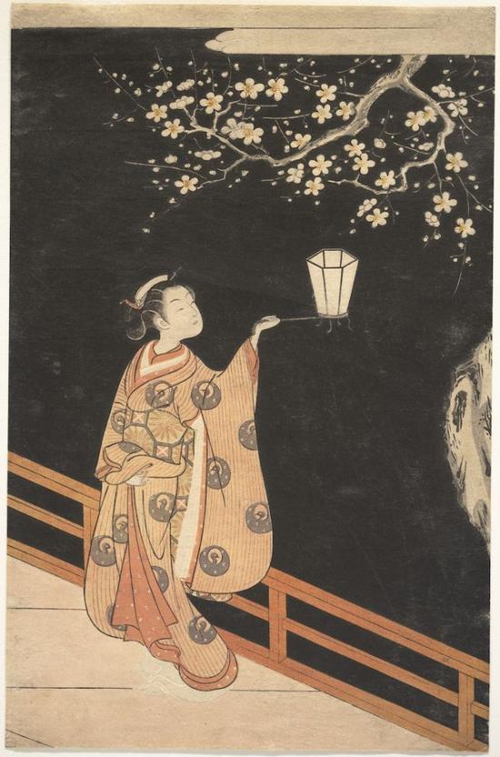 Suzuki Harunobu, Woman Admiring Plum Blossoms at Night (18th century) (Photo: The Metropolitan Museum of Art via Wikimedia Commons)
