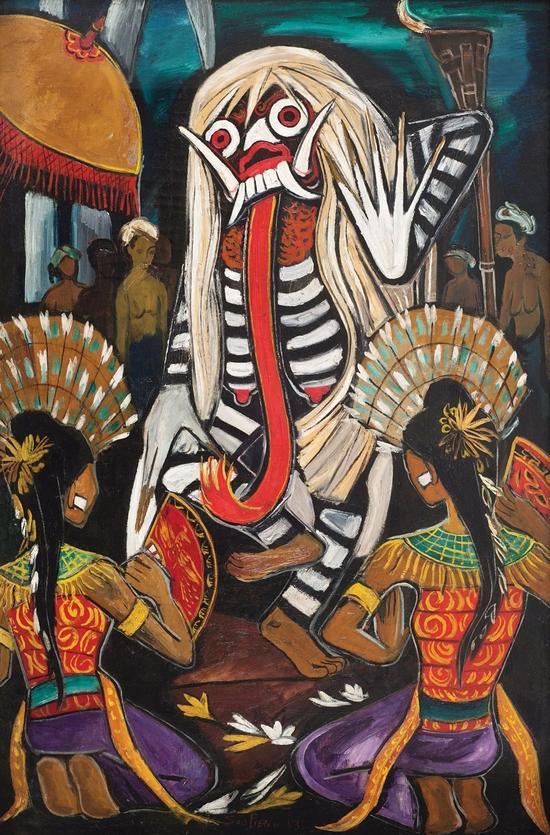 钟泗滨,《巴厘舞会》,油彩画布,134×87.5cm,1953。图片:致谢亚洲艺术中心