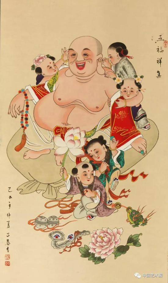 五福祥集 吕蓁立绘制 高密扑灰年画