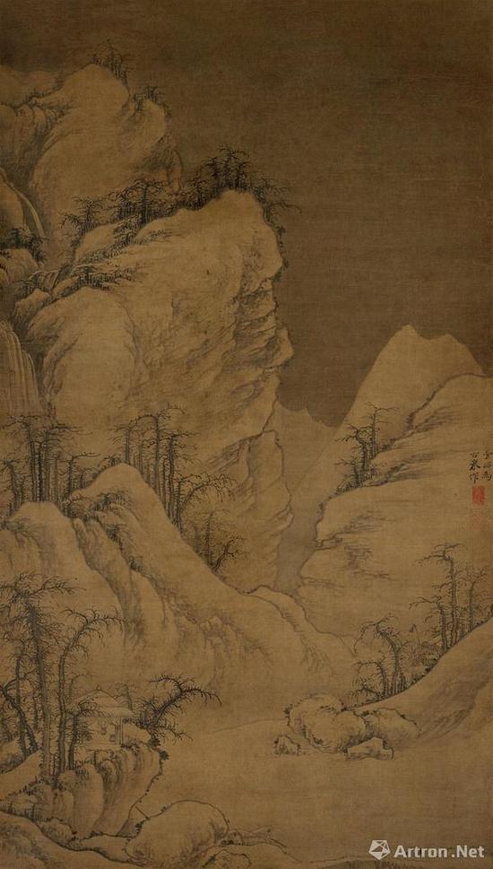曹知白 《雪山图》 绢本水墨 97.1x55.3cm 故宫博物院藏