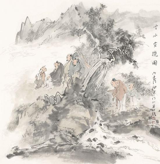 云水赏揽 68cmX68cm
