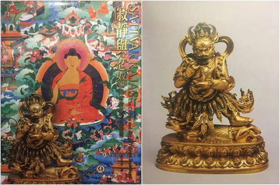参阅:《寂静与忿怒—藏传佛教文化艺术》,图版270,15世纪 永乐风格 密修阎魔天。