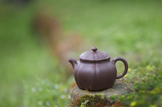 艺术家袁国强作品 葵掇壶 泥料:紫泥 年代:2017 容量:500cc