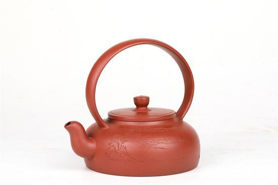 艺术家钱建生作品 彩虹璧玉提梁壶 泥料:降坡泥 容量:400CC
